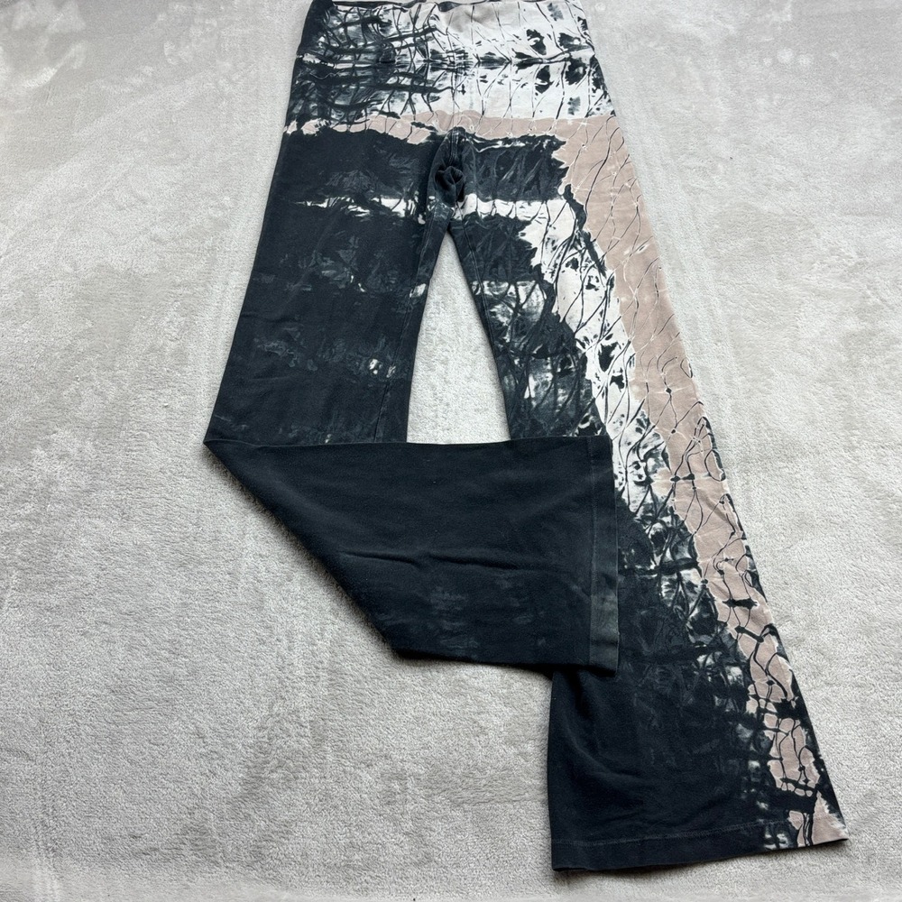 Hard Tail Forever Flare Pants Women's L Black Tie Dye Bell Bottom Yoga Y2K Boho